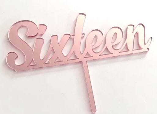 Cake Craft Number Sixteen Rose Gold Mirror Acrylic Cake Topper Acrylic Cake Toppers The Cooks Kitchen