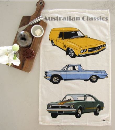 Allgifts Australia Tea Towel - Classic Cars Holden Tea Towels The Cooks Kitchen