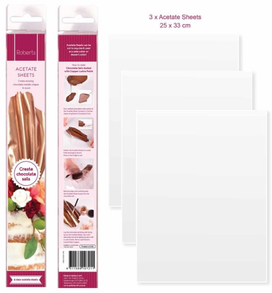 Roberts Edible Craft - Acetate Sheets - Pack Of 3 - 25.5x33cm