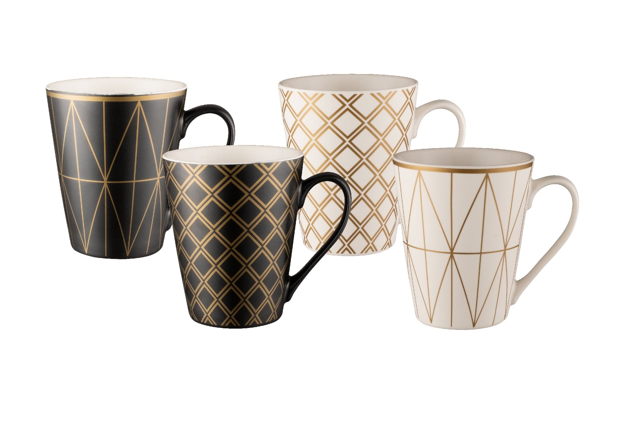 Bundanoon Geotalics Set Of 4 Conical Mugs - 400ml Mugs - Cups & Saucers The Cooks Kitchen Mandurah