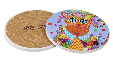 Donna Sharam Kaleidoscope Ceramic Round Coaster 10cm - Ginger