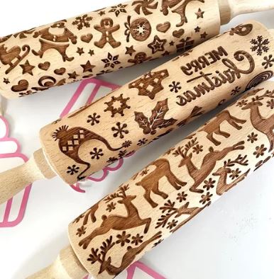 Cake Craft - Santa & Sleigh Wooden Rolling Pin