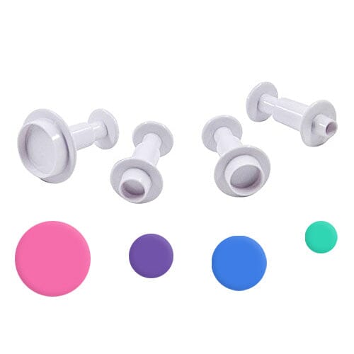 Mondo Bakeware - Round Plunger Cutter Set 4pc Fondant Cutters The Cooks Kitchen