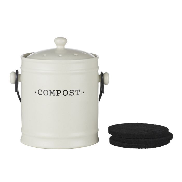 Davis & Waddell Darley 3.5l Compost Bin, Cream 22x18x25cm