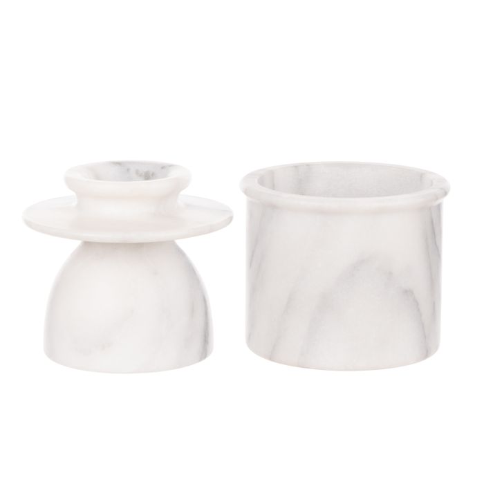 Davis & Waddell Nuvolo Marble French Butter Bell White Grey 15x10.5cm