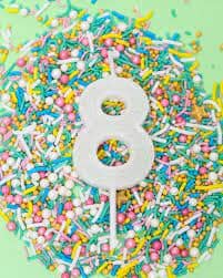 Cake & Candle - Mini Glitter Candle White - Number 8 Candles The Cooks Kitchen