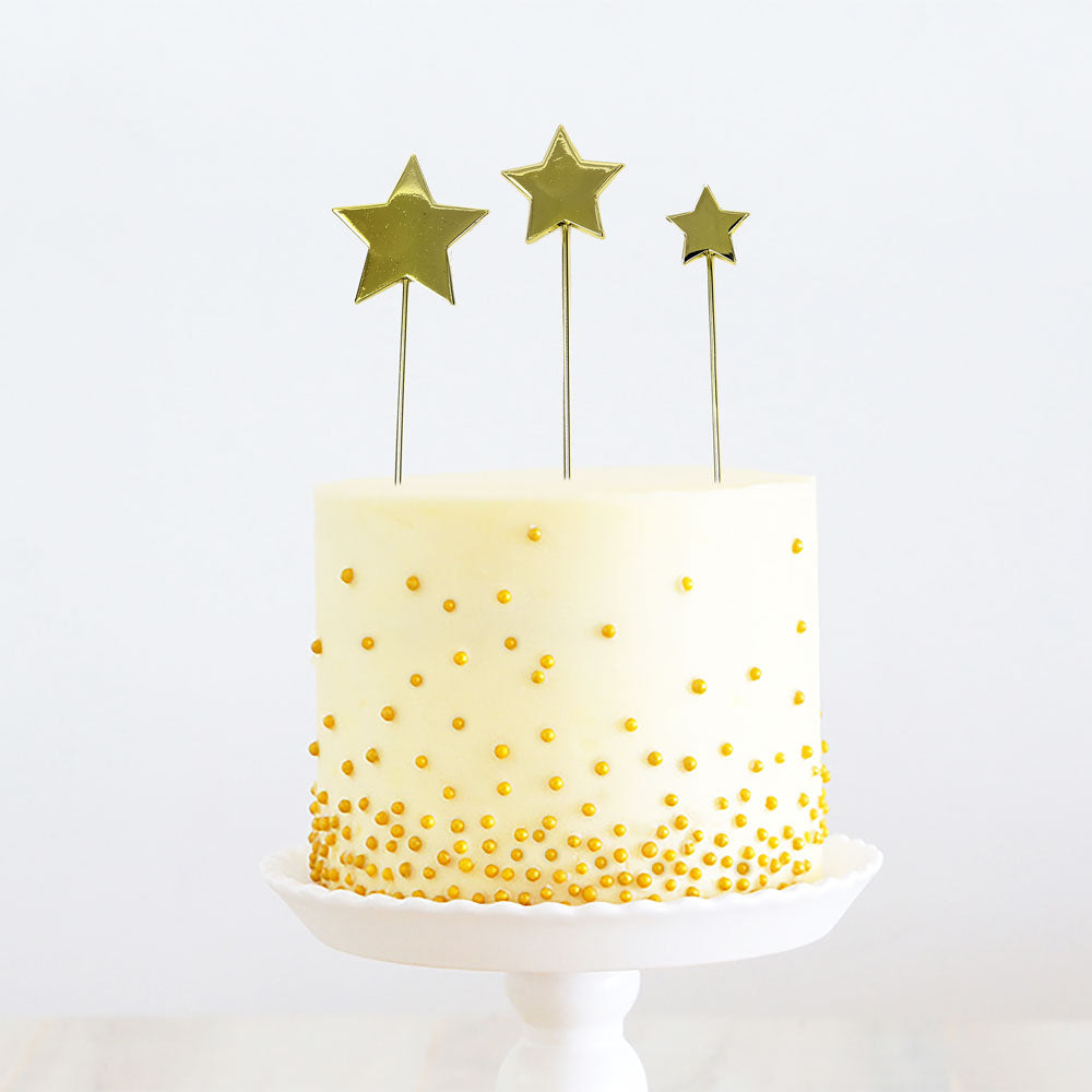 Cake & Candle - Gold Metal Cake Topper - Stars