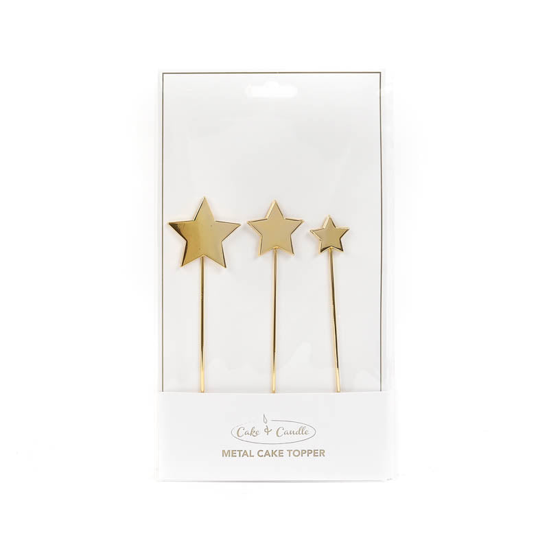 Cake & Candle - Gold Metal Cake Topper - Stars