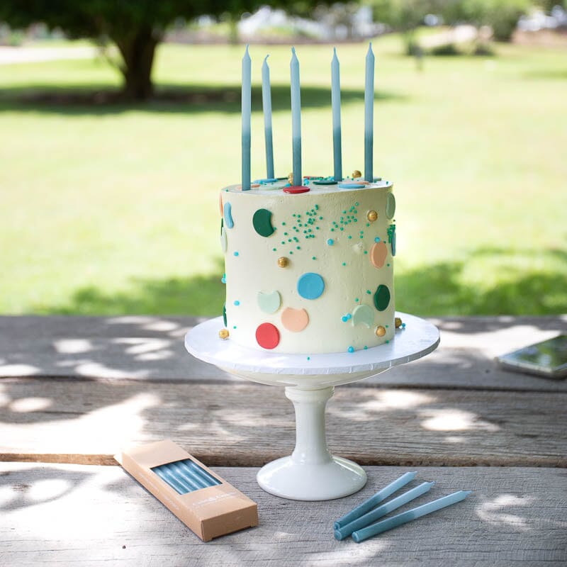 Cake & Candle - 12cm Hand Dipped Candles - Blue Candles The Cooks Kitchen