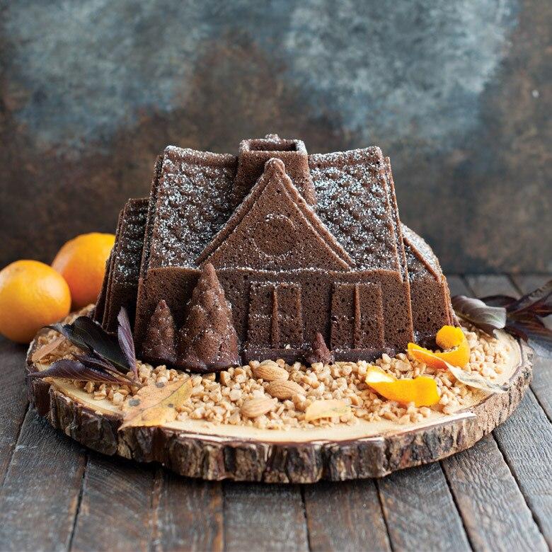 Nordic Ware Sparkling Silver Gingerbread House Cake Pan