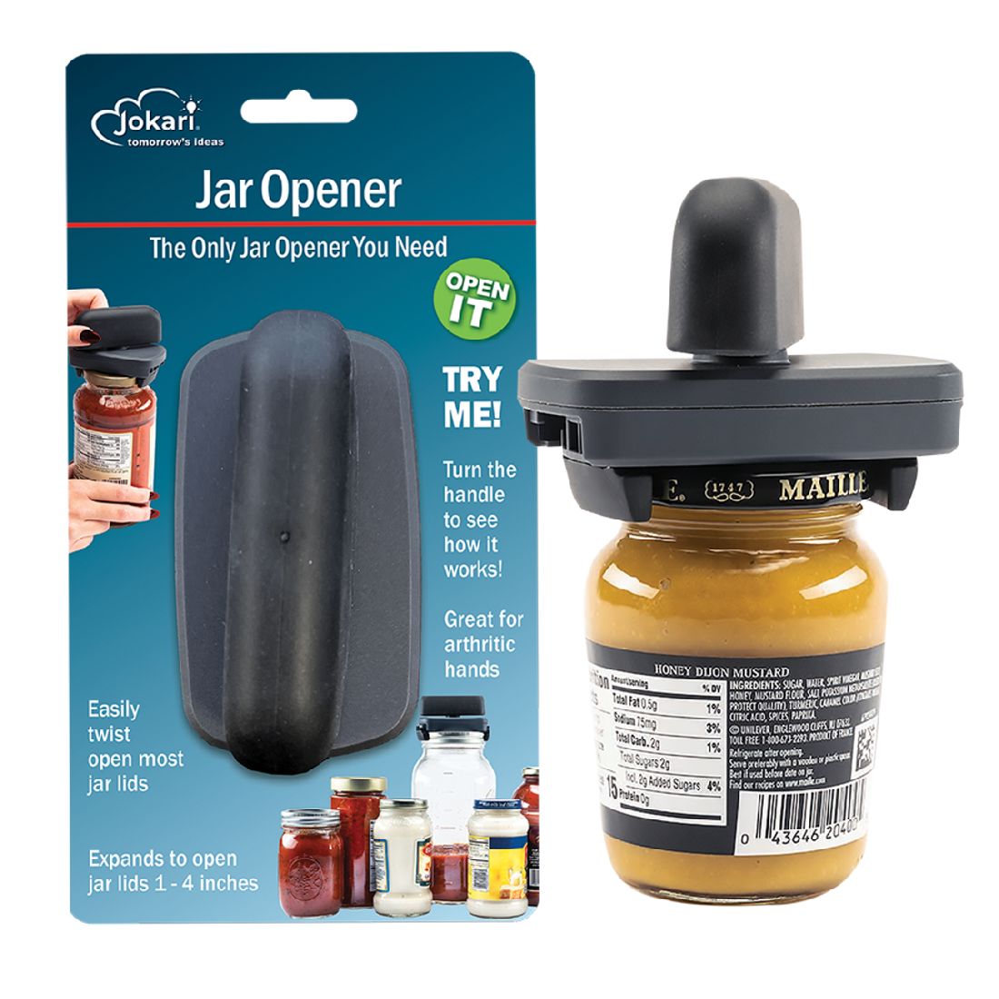 Jokari Jar Opener - Black Can and Jar Openers The Cooks Kitchen 
