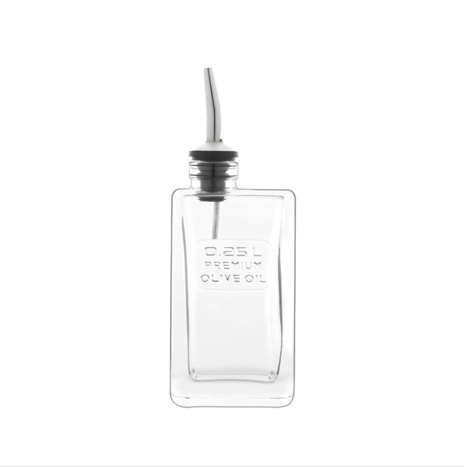 Luigi Bormioli 250ml Glass Olive Oil Pourer Bottle Dressing Drizzler With Tapor