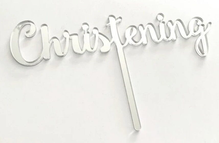 Cake Craft Acrylic Cake Topper - Christening Silver Cake Toppers The Cooks Kitchen 