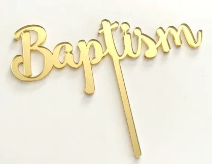 Cake Craft Baptism Gold Mirror Acrylic Cake Topper