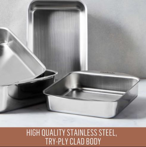 Essteele Clad Ovenware Stainless Steel Rectangular Raosting Pan 33x23x5.5cm