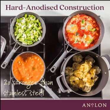 Anolon Endurance+ 20/26cm Open French Skillet Twin Pack Saucepans/Chef Pot The Cooks Kitchen 