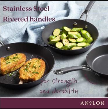 Anolon Endurance+ 20/26cm Open French Skillet Twin Pack Saucepans/Chef Pot The Cooks Kitchen 