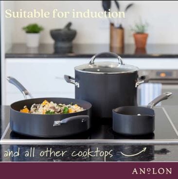 Anolon Endurance+ 20/26cm Open French Skillet Twin Pack Saucepans/Chef Pot The Cooks Kitchen 