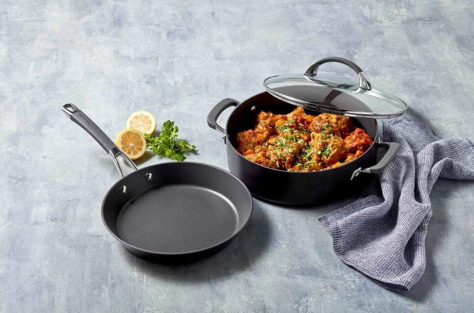 Anolon Endurance+ 26cm Open French Skillet And 28cm/4.7l Covered Sauteuse Frypan - Chef Pan - Saute Pan The Cooks Kitchen Mandurah 