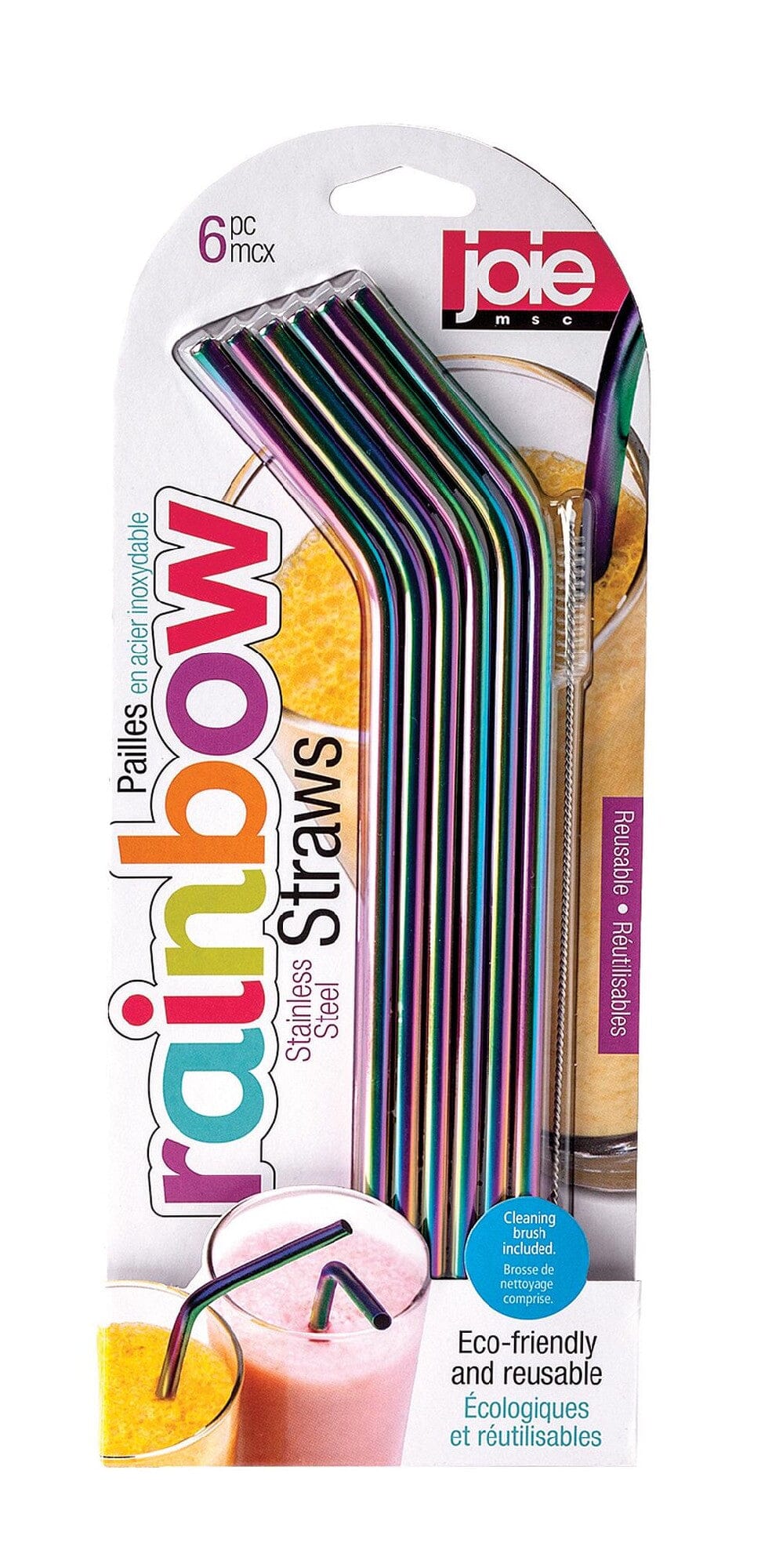 Joie Rainbow Iridescent Straws 6pc S/s Barware Accessories The Cooks Kitchen 