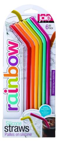Joie Silicone Sipping Straws - Set Of 6 With Cleaning Brush