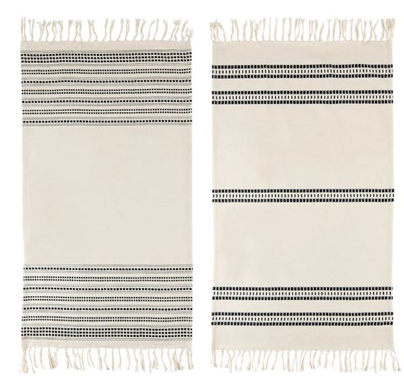 Tea Towels -natural & Black Set Of 2