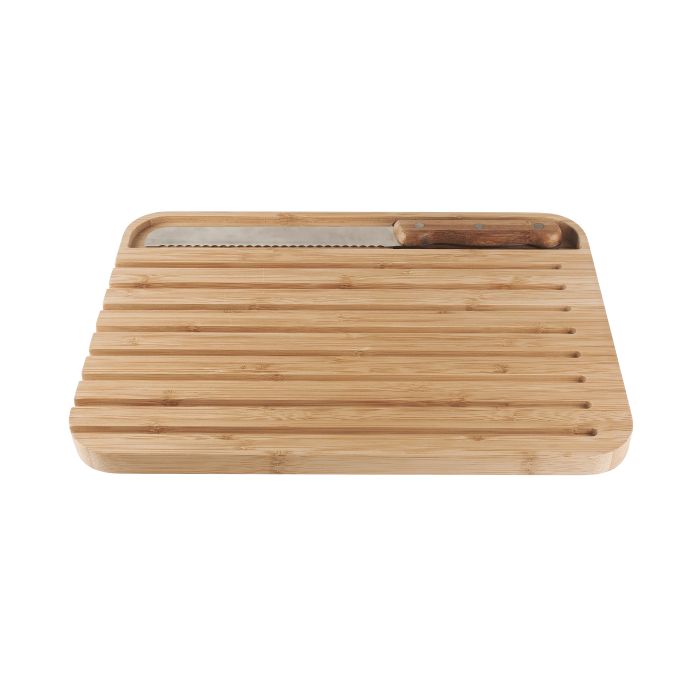 Pebbly Large Bread Board & Bread Knife Set - 36x26x2cm