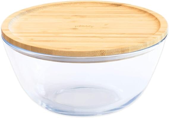 Pebbly - Glass Mixing Bowl With Bamboo Lid 2.6l Mixing Bowls The Cooks Kitchen 