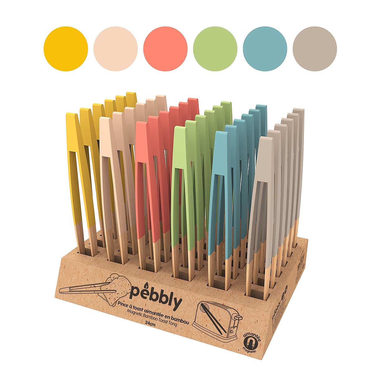 Pebbly Assorted Magnetic Toast Tongs 24cm