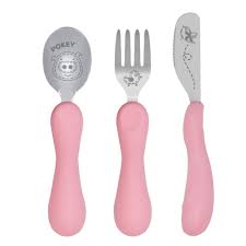 Easy Grip 3pce Cutlery Set - Pink - Pokey