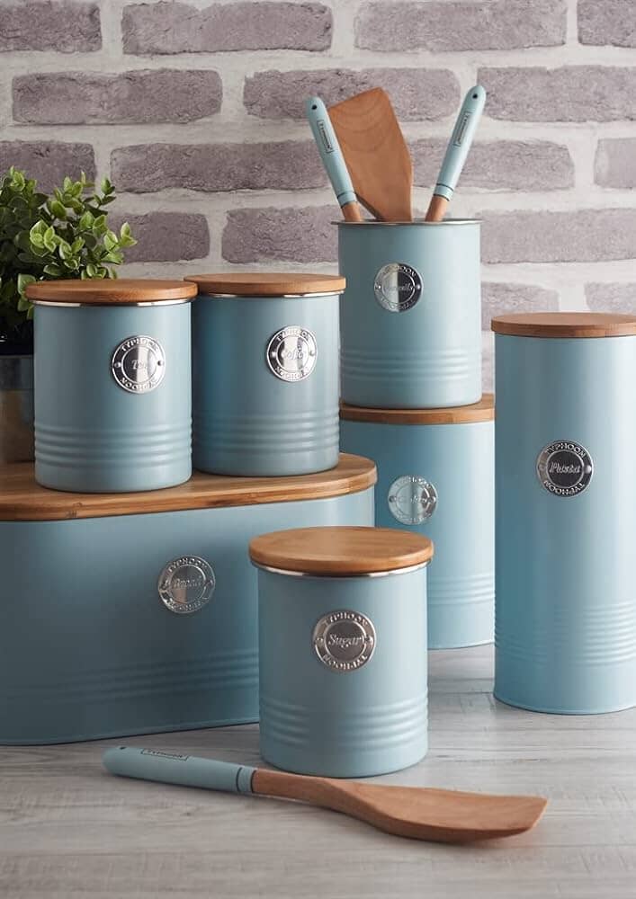 Typhoon Living Bread Bin 16x33x17.5cm Blue Bread & Butter Storage The Cooks Kitchen 