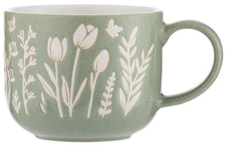 Mason Cash In The Meadow Stoneware Green Tulip Mug, 400ml Mugs - Cups & Saucers The Cooks Kitchen 