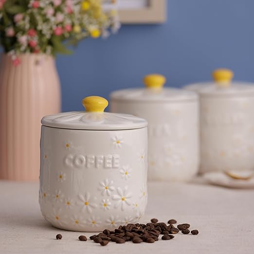 Price & Kensington Daisy Coffee Jar Ceramic Hand Painted Flower 700ml