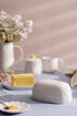 Price & Kensington Daisy Butter Dish Ceramic Hand Painted Flower Embossed White