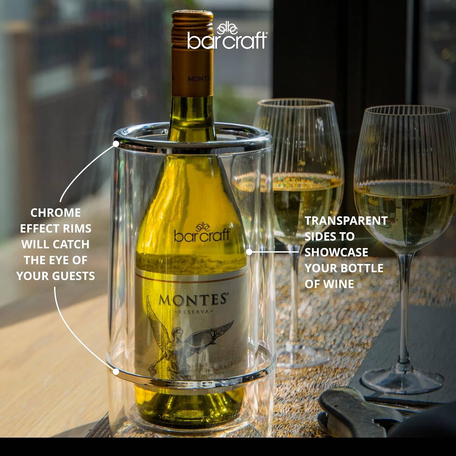 Barcraft Acrylic Double Walled Wine Cooler Clear Ice Buckets & Coolers The Cooks Kitchen 