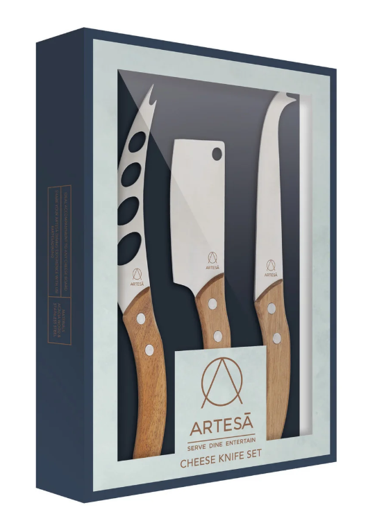 Artesa 3 Piece Cheese Knife Set Wooden Handle