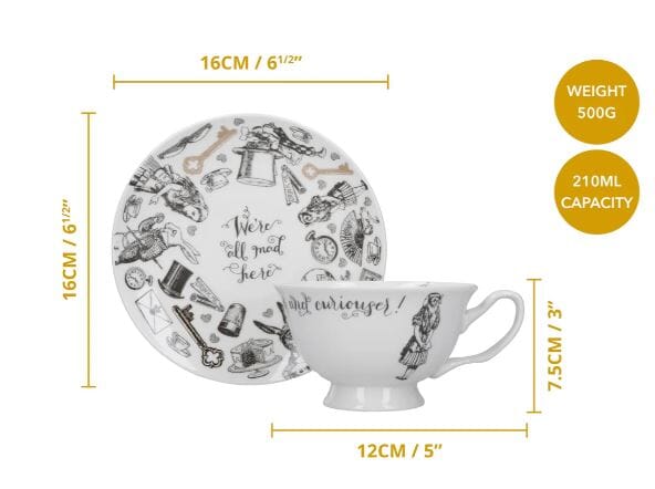 Mikasa X Victoria And Albert Alice In Wonderland Cup And Saucer 210ml Mugs - Cups & Saucers The Cooks Kitchen 
