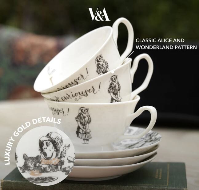 Mikasa X Victoria And Albert Alice In Wonderland Cup And Saucer 210ml Mugs - Cups & Saucers The Cooks Kitchen 
