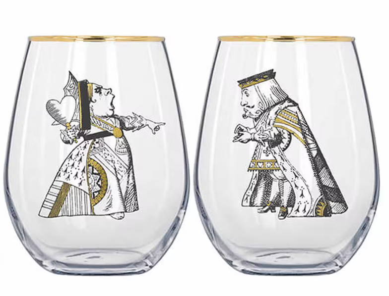 Alice In Wonderland Set Of 2 Clear Glass Tumblers, 350 Ml