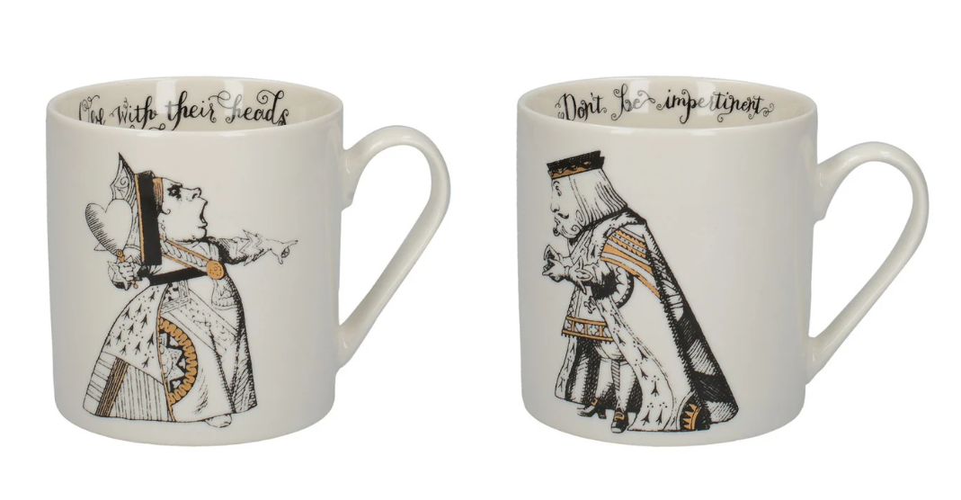 Victoria & Albert Alice In Wonderland Set Of 2 Mugs, His & Hers, 350ml, Gift Boxed
