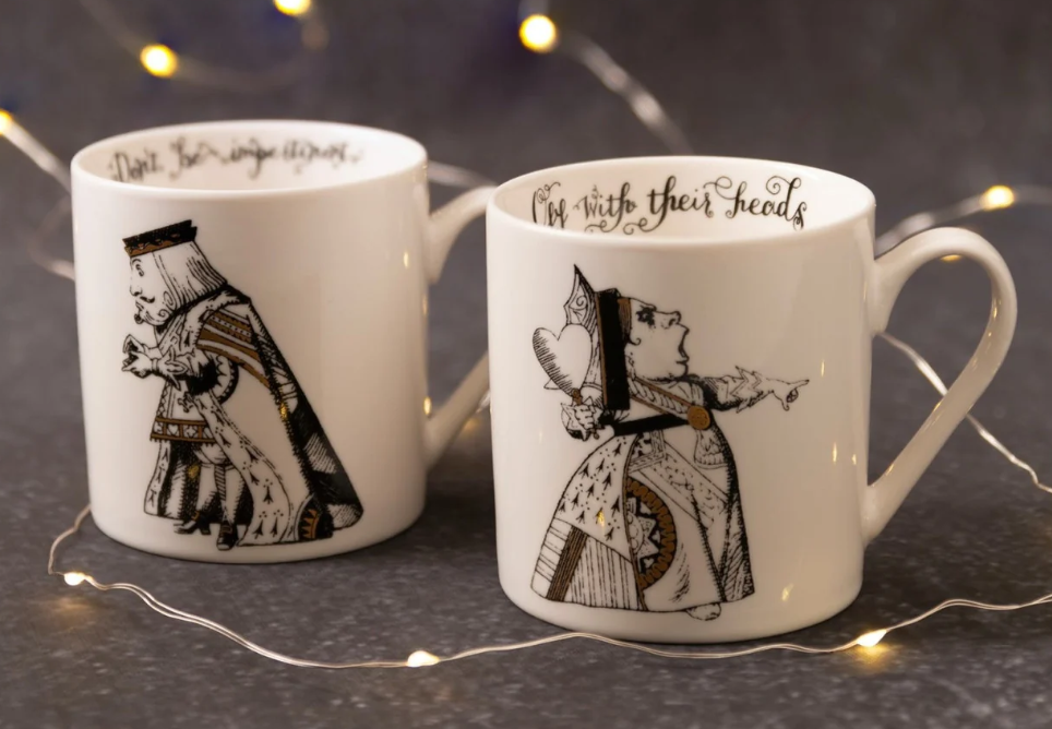 Victoria & Albert Alice In Wonderland Set Of 2 Mugs, His & Hers, 350ml, Gift Boxed