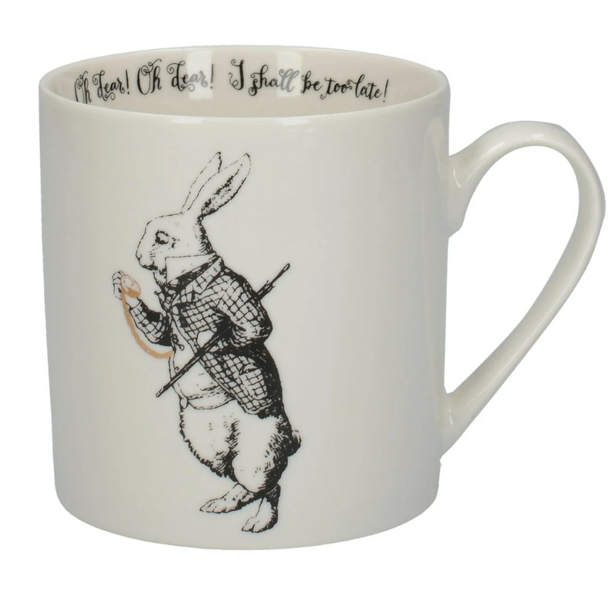 Victoria & Albert Alice In Wonderland Can Mug, White Rabbit, 350ml, Gift Boxed