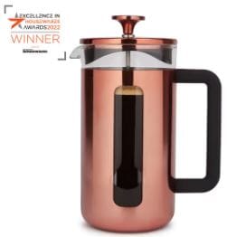 Pisa Glass Cafetiere With Stainless Steel Frame - Copper - 8 Cup/1 L Glass Coffee Plungers The Cooks Kitchen 