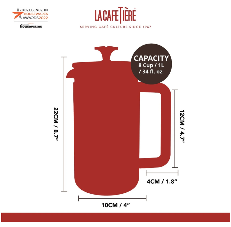 La Cafetiere Pisa 8 Cup Cafetiere - Copper