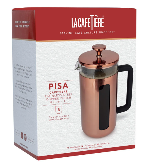 La Cafetiere Pisa 8 Cup Cafetiere - Copper