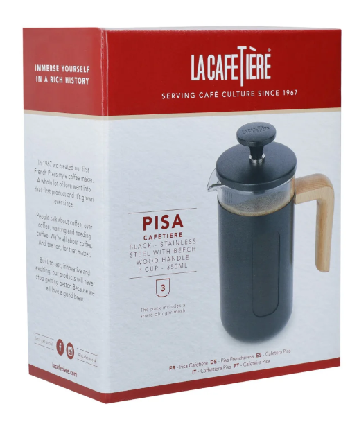 La Cafetiere Pisa 3 Cup Cafetiere - Black And Wood