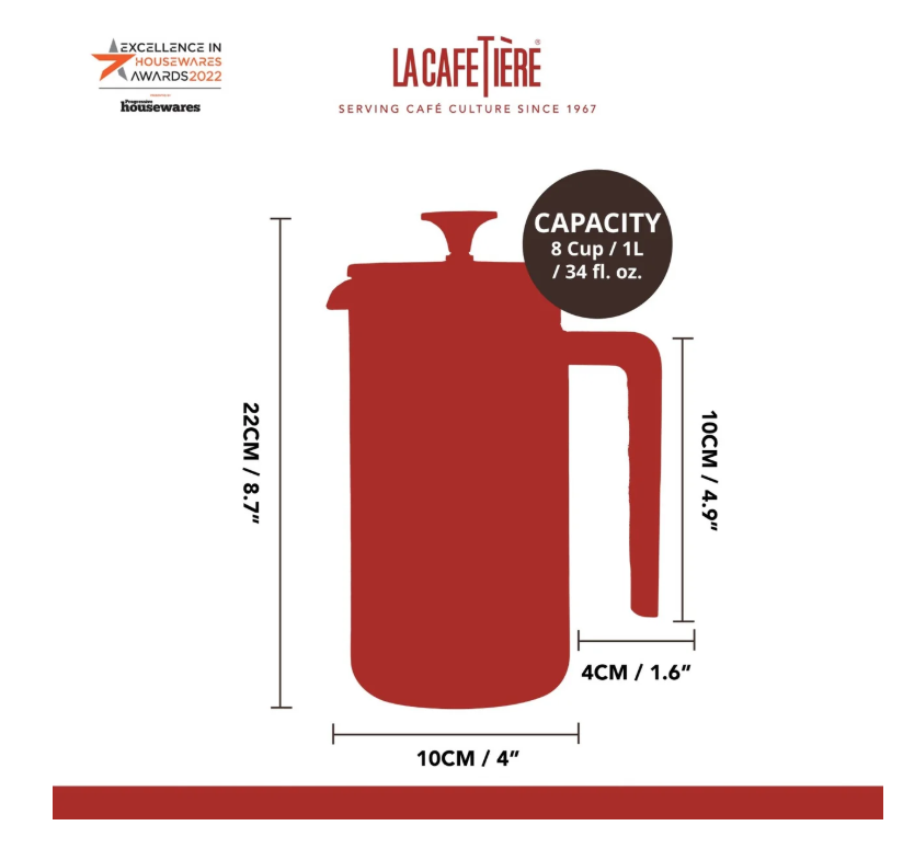 La Cafetiere Pisa 8 Cup Cafetiere - Black And Wood