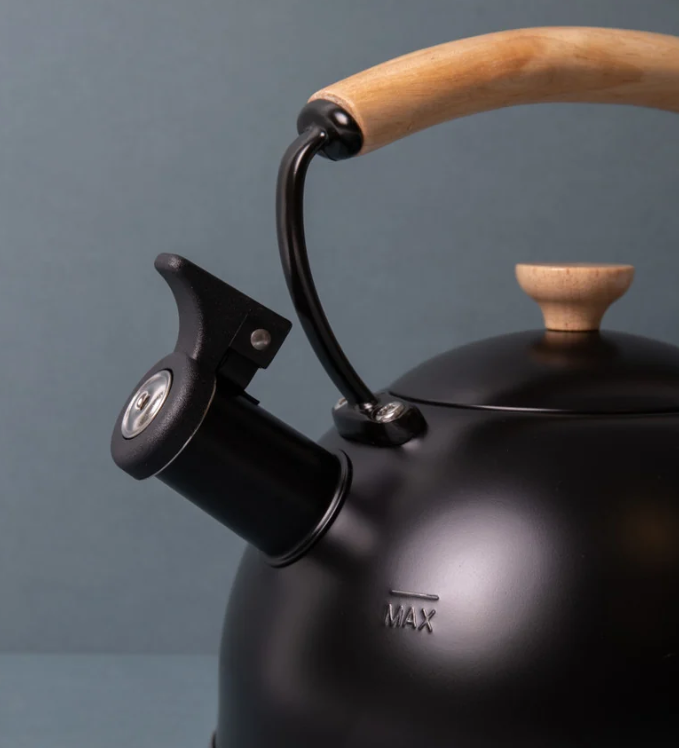 La Cafetiere Stovetop Whistling Tea Kettle With Beechwood Handle 1.6l Black