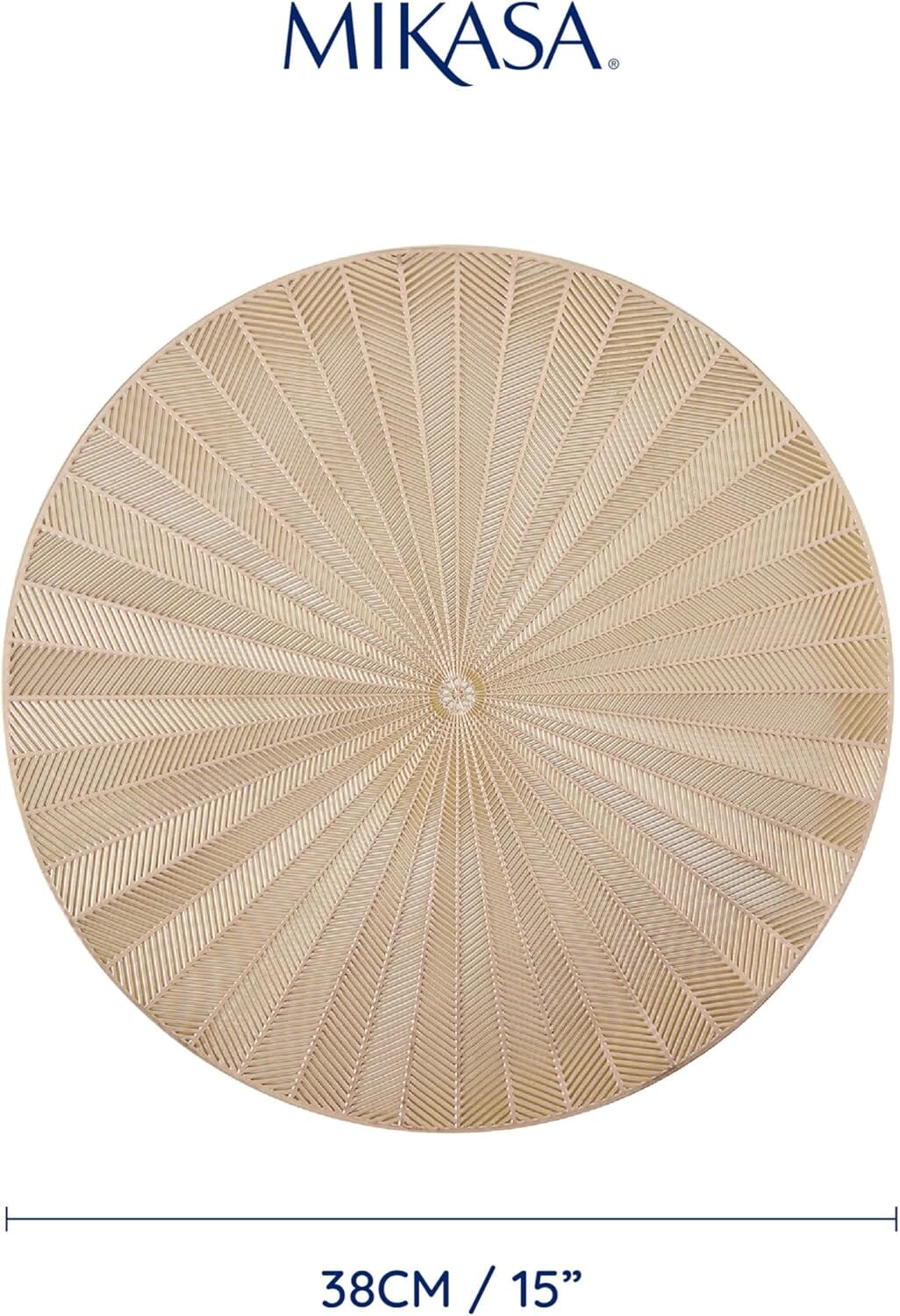 Mikasa Round Placemats Set Of 4 38cm - Gold Placemats The Cooks Kitchen 