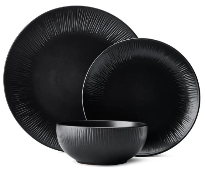 Mikasa Jardin Midnight 12-piece Stoneware Dinner Set - Black